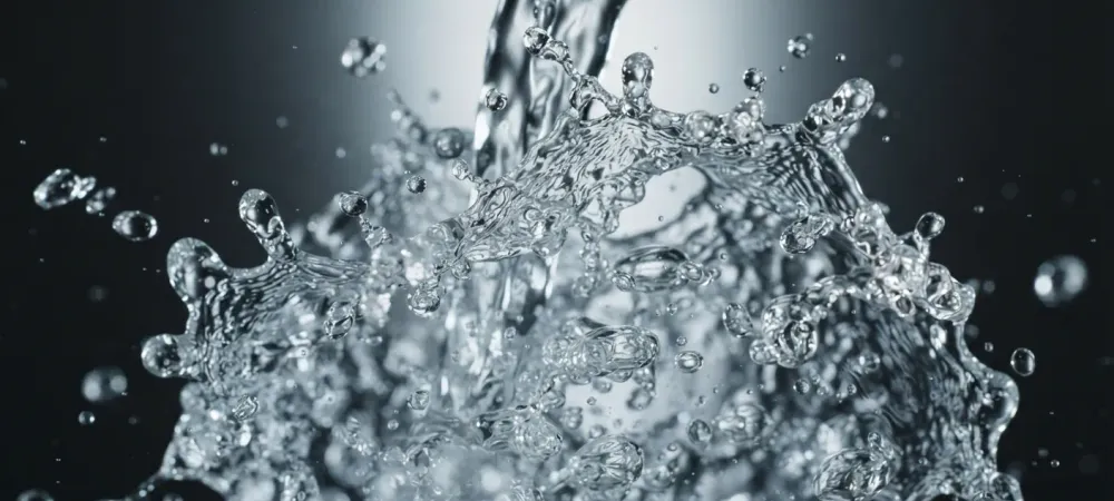 Clean water splashing in motion